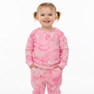 Cat & Jack Pink Marble Print Outfit Set | Long Sleeve Top &‎ Joggers | 18M